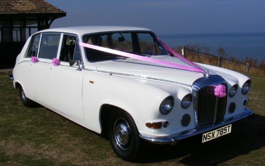 Daimler Wedding Car with Pink Ribbons